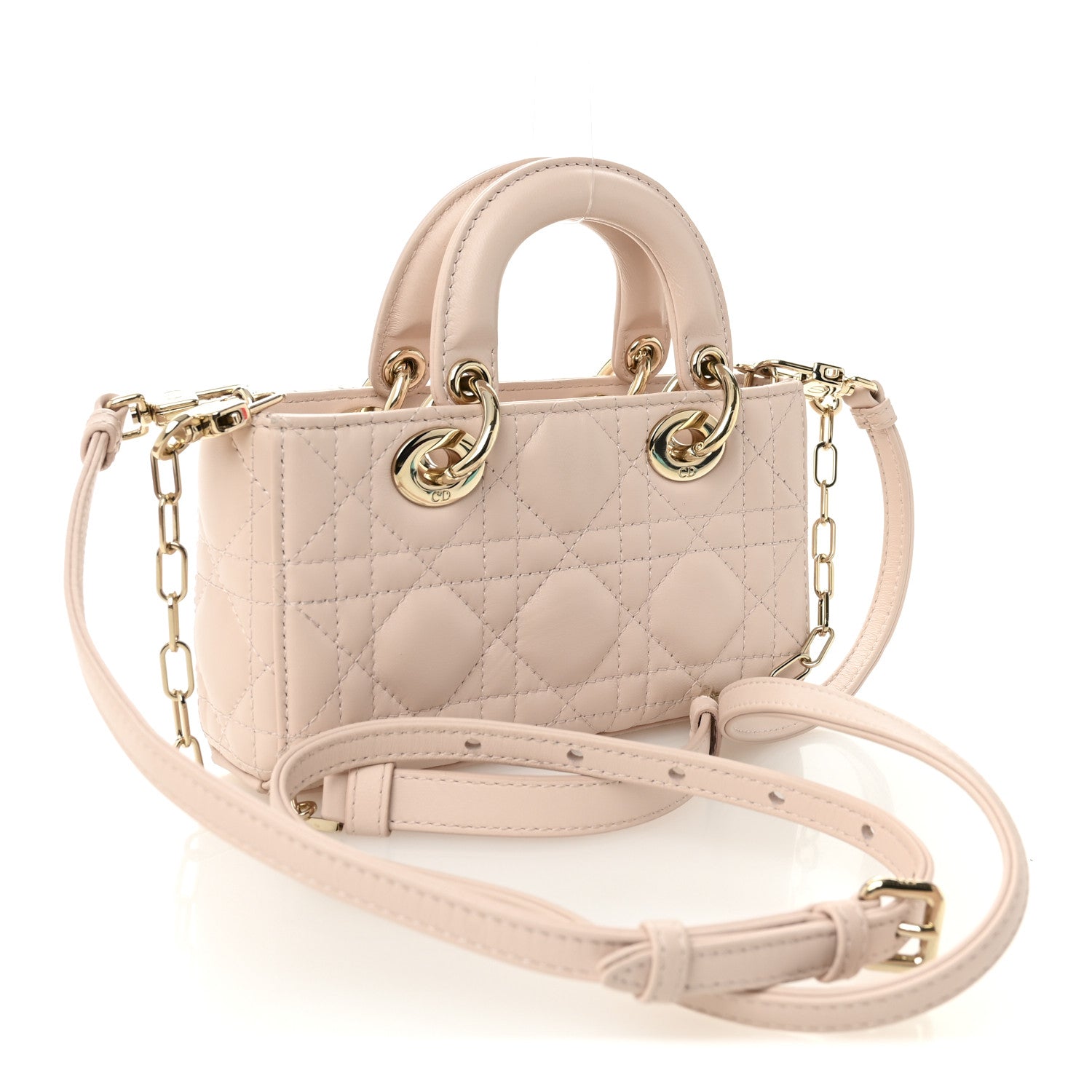 Christian Dior Lambskin Cannage Micro Lady D-Joy Rose Poudre