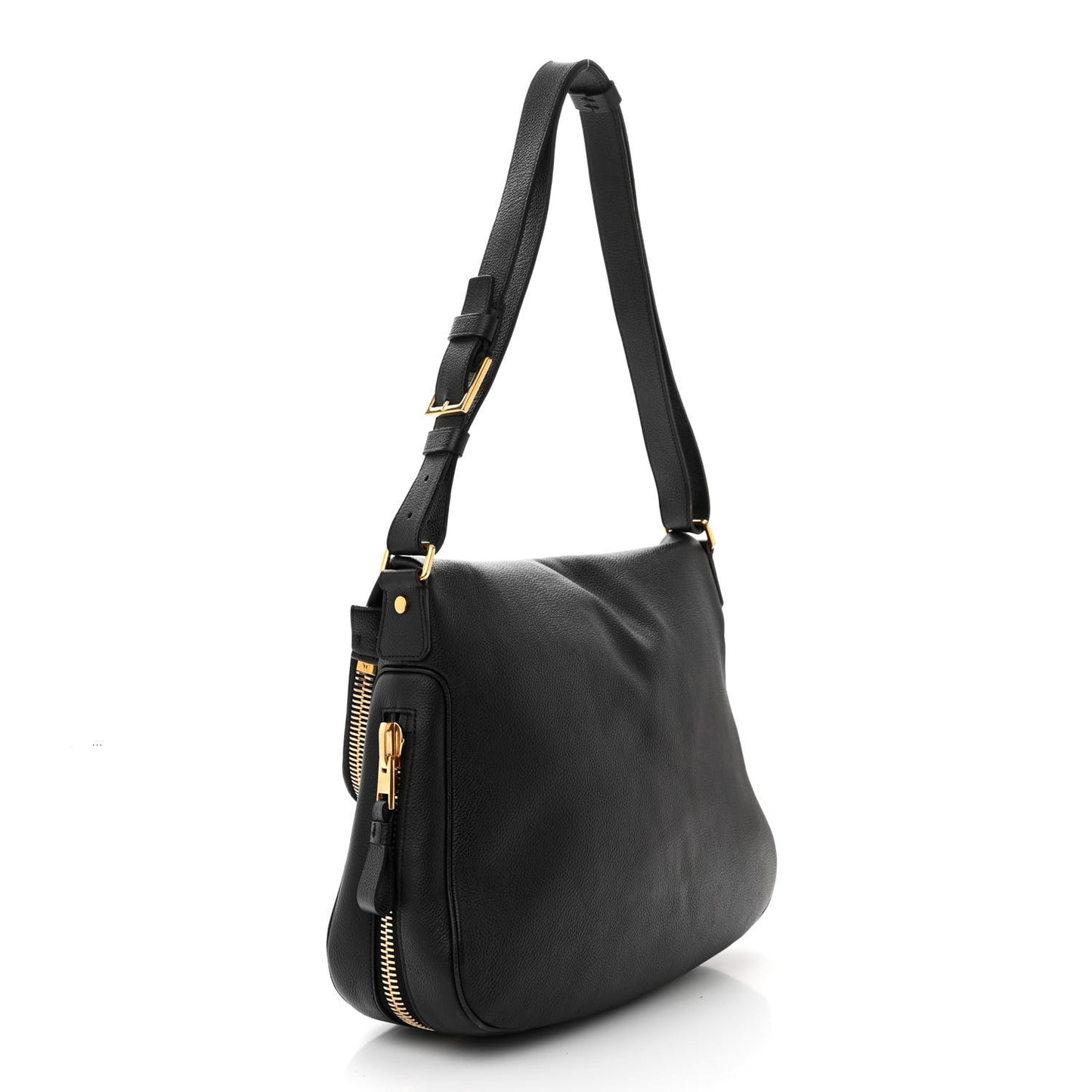 Grained Calfskin Large Jennifer Crossbody Bag Black