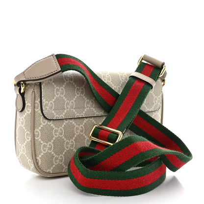 Gucci GG Supreme Monogram Textured Dollar Calfskin Web Mini Ophidia Envelope Shoulder Bag Beige Mystic White Oatmeal 3 of 11