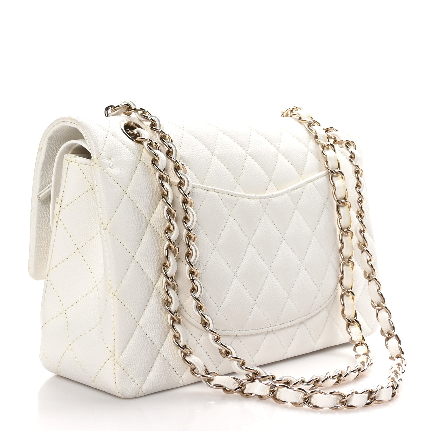 Chanel Caviar Quilted Medium Double Flap White 3 of 10