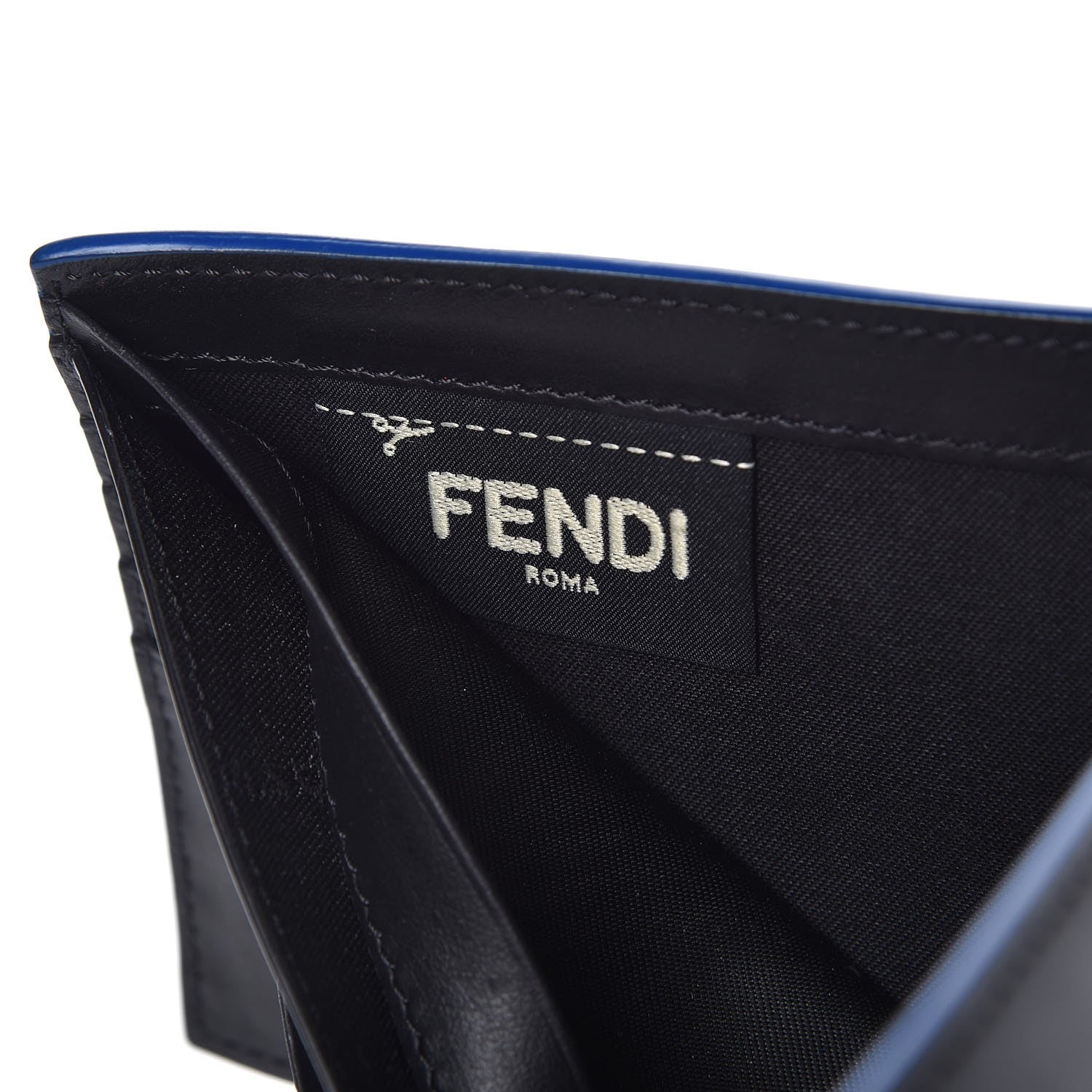Fendi Vitello Century Face No Words Monochrome Bi-Fold Wallet Black 7 of 8