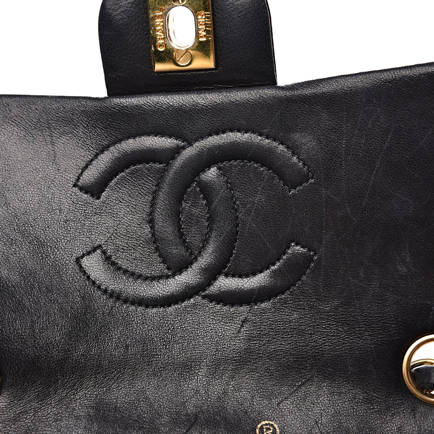 Lambskin Quilted Mini Square Flap Black
