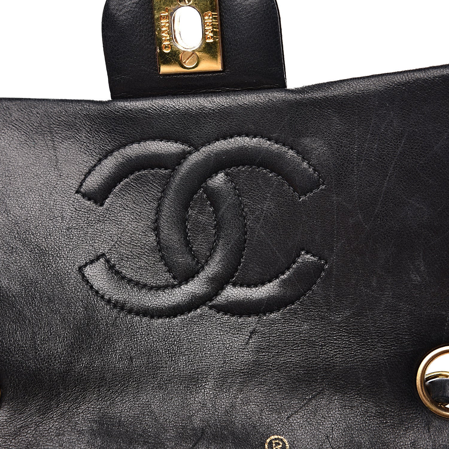 Chanel Lambskin Quilted Mini Square Flap Black 10 of 17