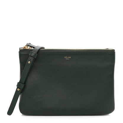 Celine Lambskin Small Trio Crossbody Bag Dark Green 1 of 8