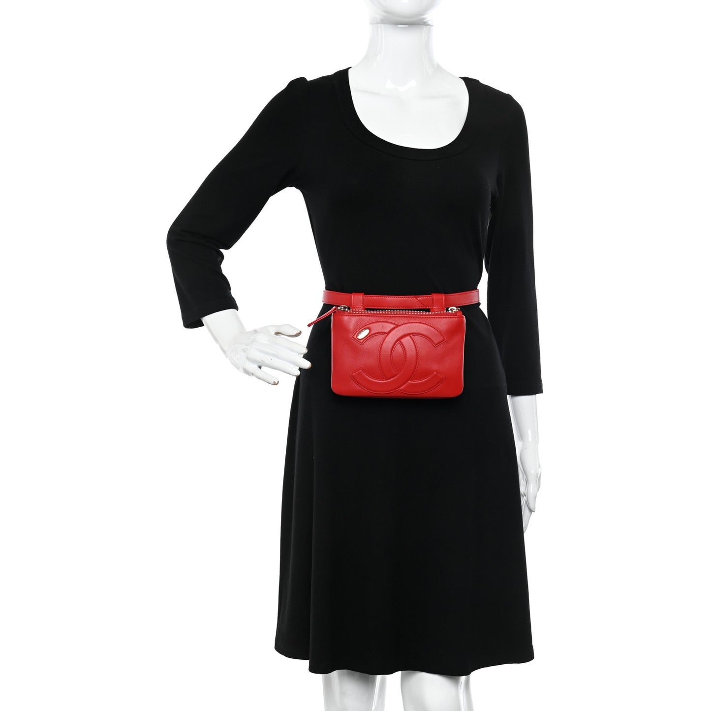 Lambskin CC Mania Waist Belt Bag Red