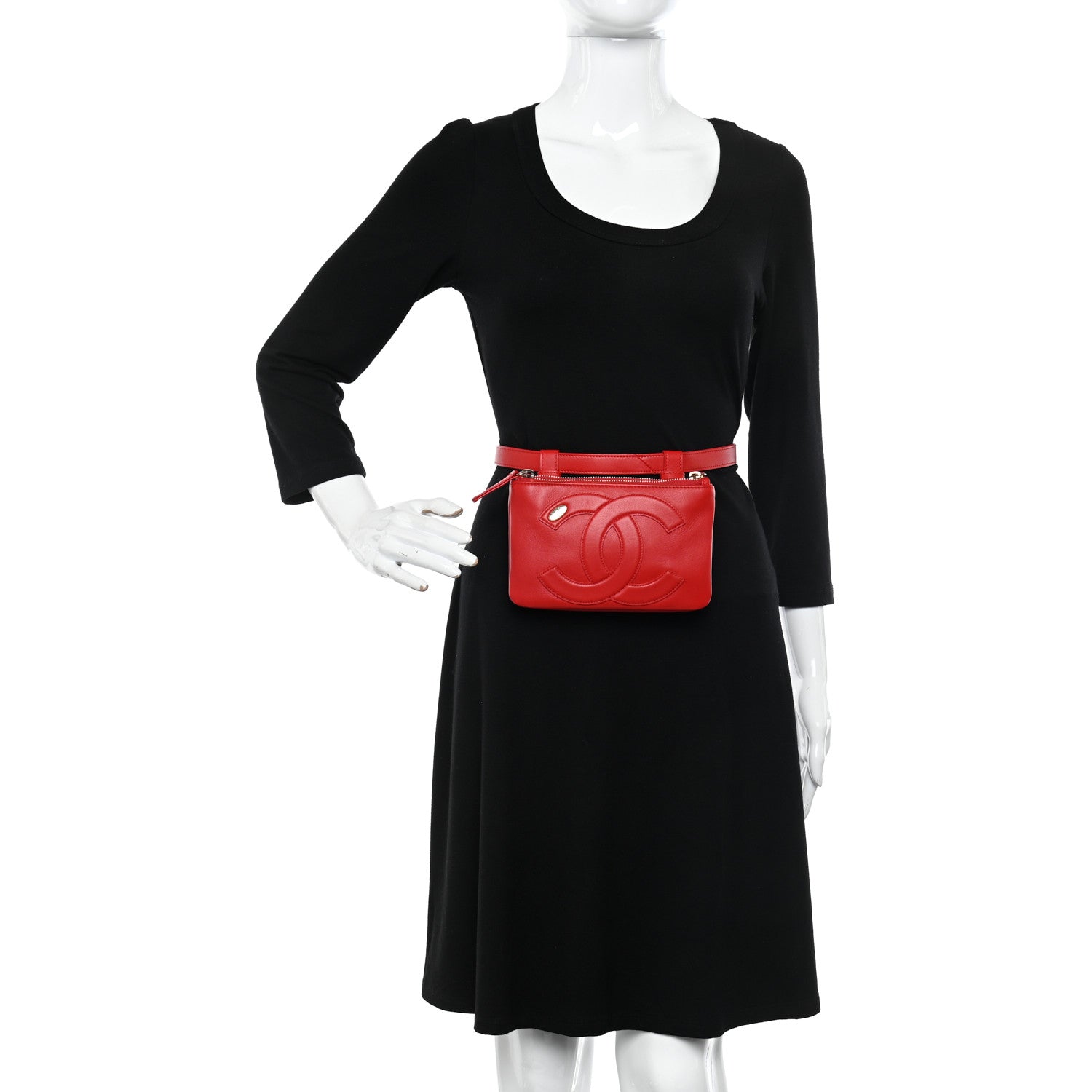 Chanel Lambskin CC Mania Waist Belt Bag Red 2 of 11