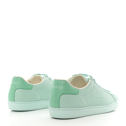 Gucci Calfskin Interlocking G Perforated Womens Ace Sneakers 41 Water Green Synthetic Green Garden 4 of 9