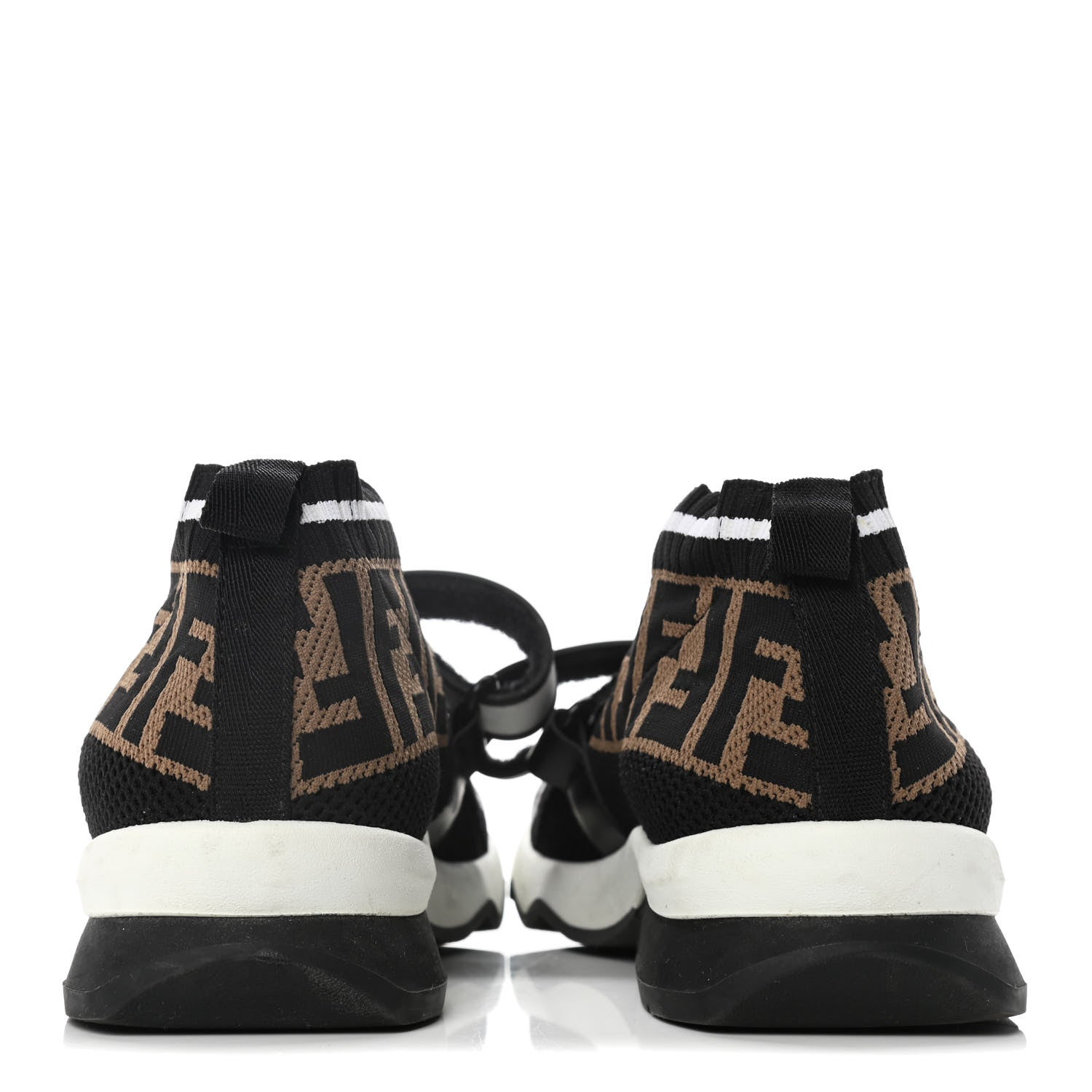 Fendi Stretch Yarn FF Stiff Band Rockoko Sneakers 39 Black White Tobacco 12 of 24