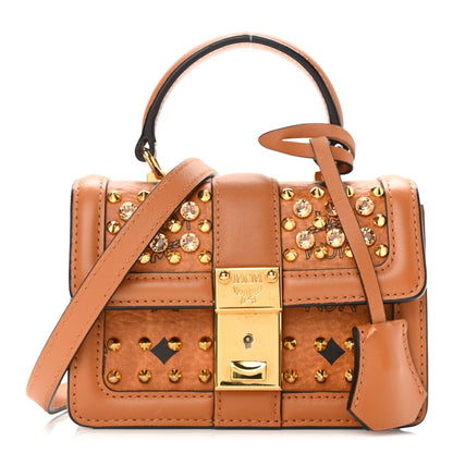 MCM Visetos Studded Tracey Satchel Cognac 1 of 10