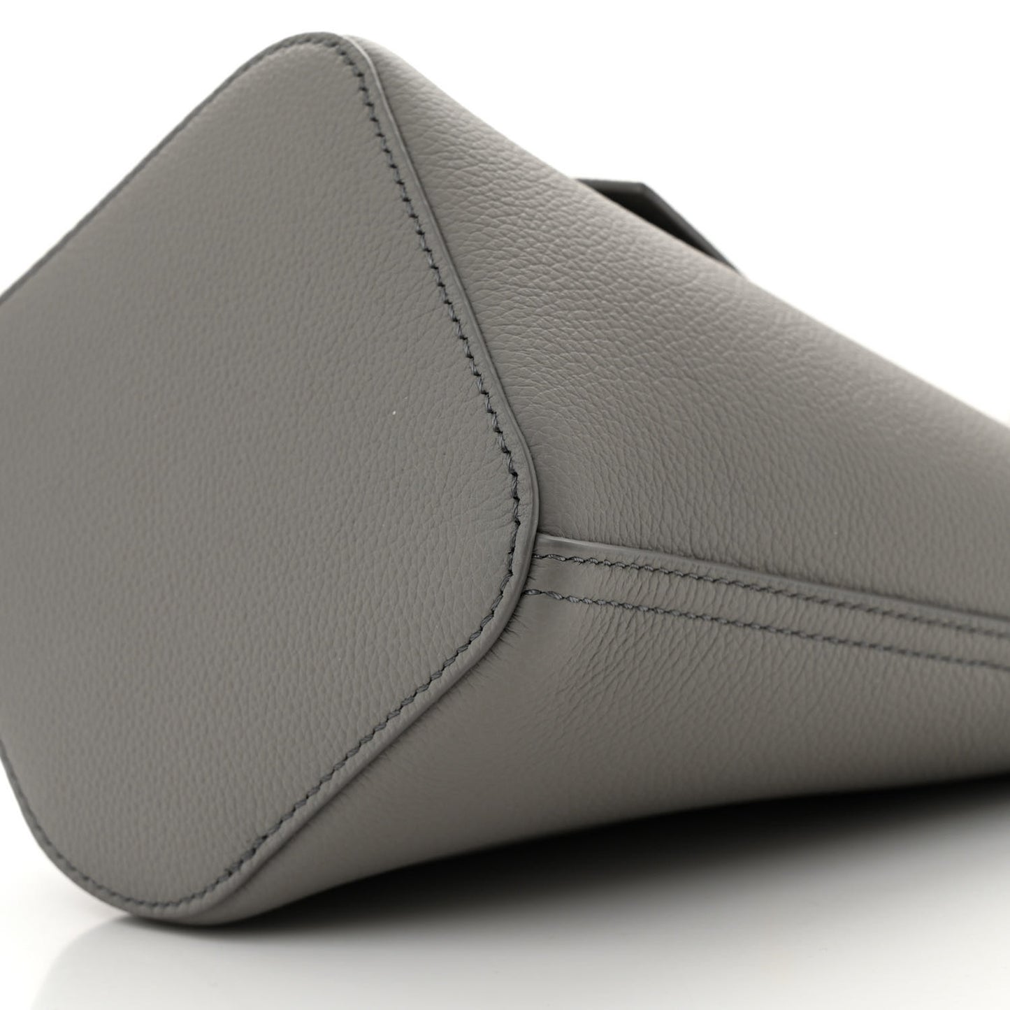 Soft Grained Calfskin Mini Pebble Bucket Bag Pearl Grey