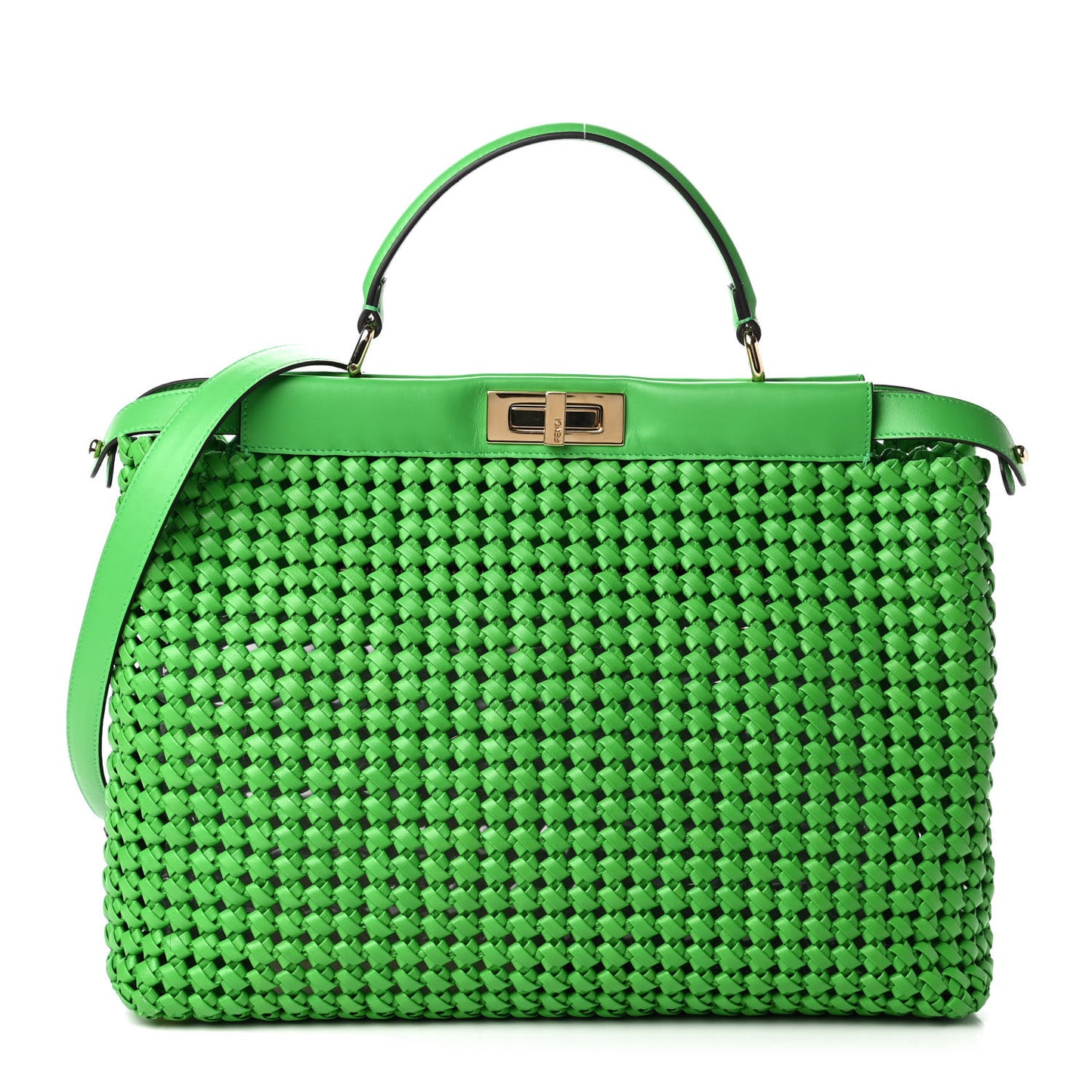 Nappa Matisse Intreccio Large Peekaboo Iconic Satchel Tomatillo