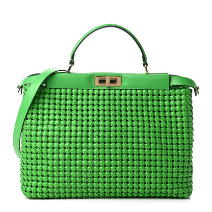 Fendi Nappa Matisse Intreccio Large Peekaboo Iconic Satchel Tomatillo 1 of 9