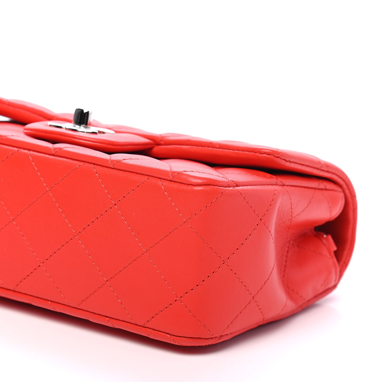 Lambskin Quilted Mini Rectangular Flap Red