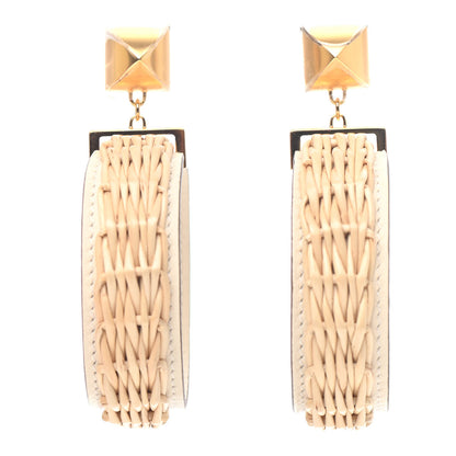 Hermes Wicker Swift Medor Picnic Earrings GM Nata 1 of 4