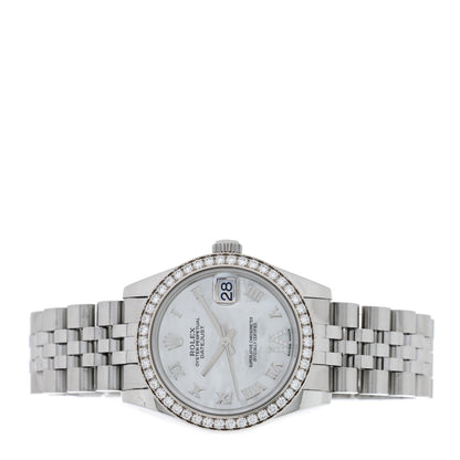 Rolex Stainless Steel 18K White Gold Diamond Mother of Pearl 31mm Oyster Perpetual Datejust Watch Roman 178384 2 of 5