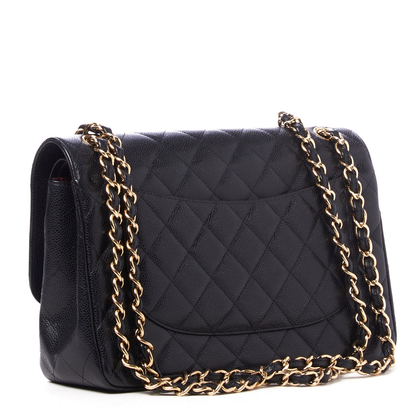Caviar Quilted Jumbo Double Flap Black