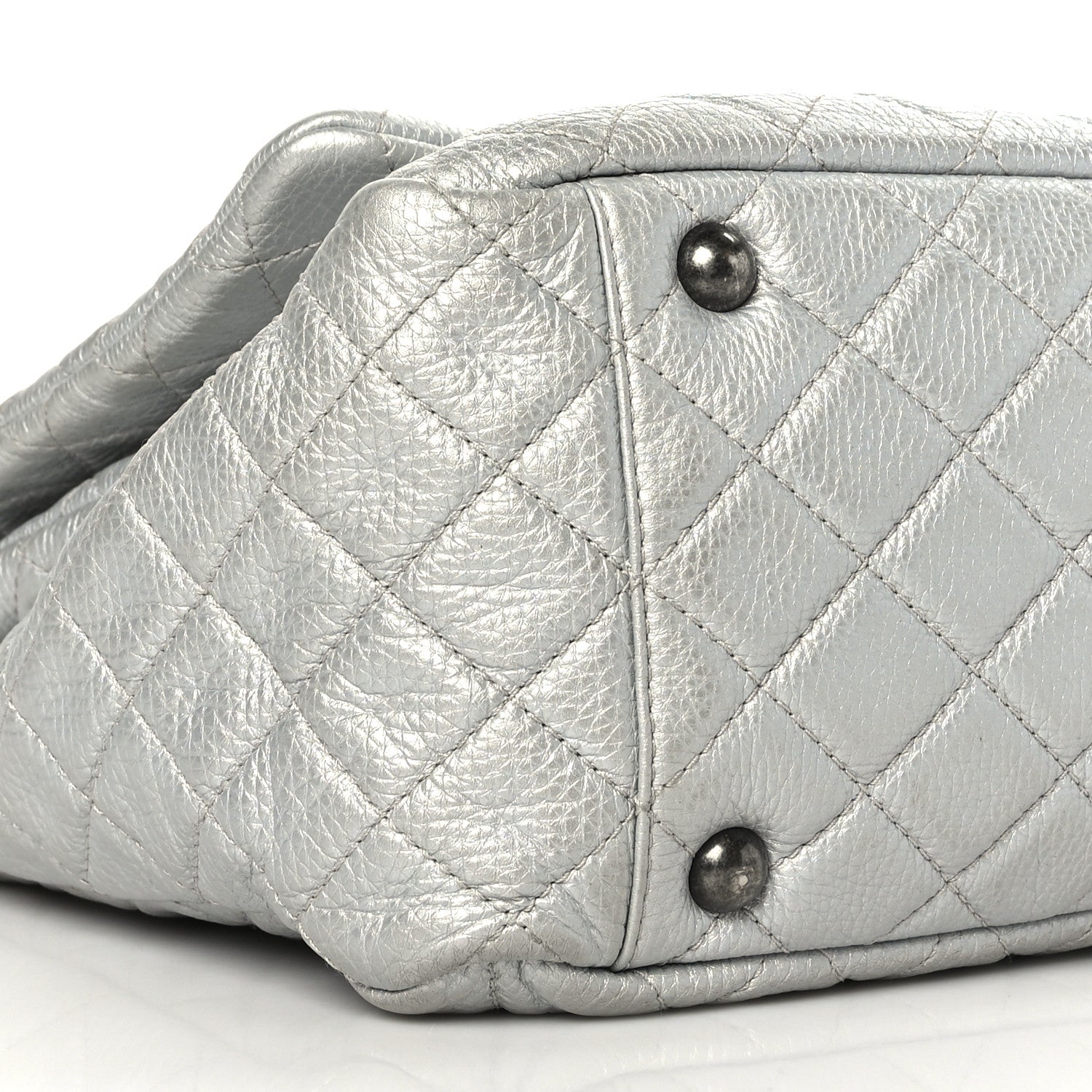 Chanel Metallic Calfskin Quilted XXL Travel Flap Bag Silver 7 of 8