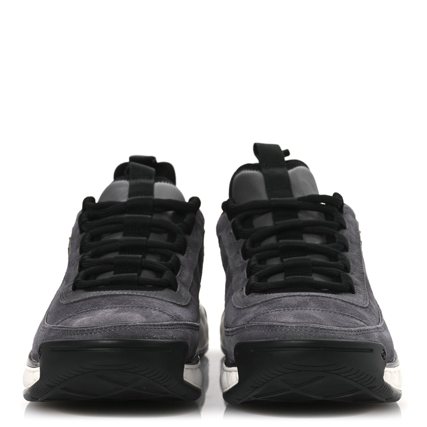 Suede Calfskin Nylon Grosgrain CC Sneakers 40 Grey