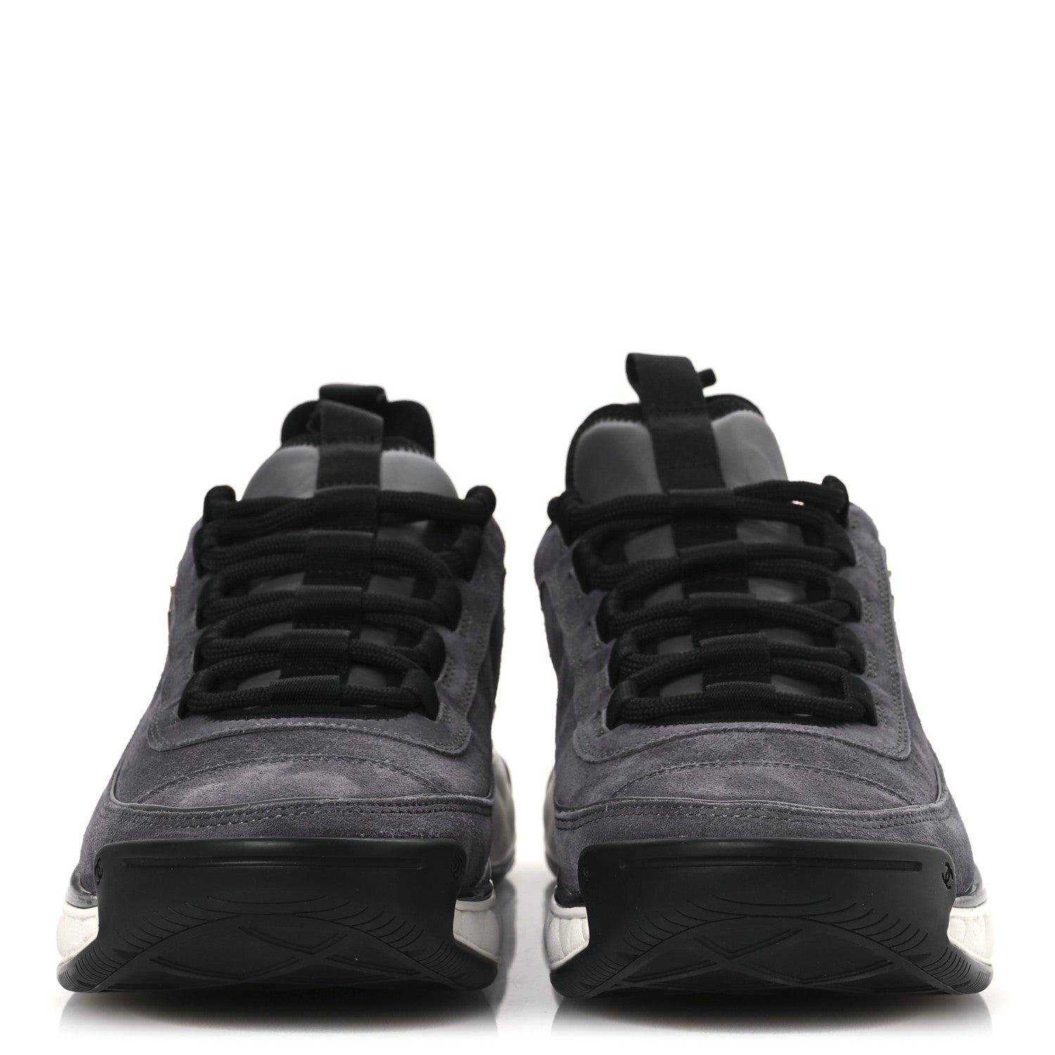 Chanel Suede Calfskin Nylon Grosgrain CC Sneakers 40 Grey 3 of 11