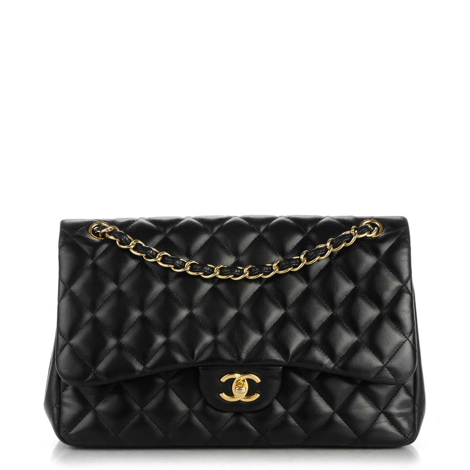 Chanel Lambskin Quilted Jumbo Double Flap Black 1 of 8