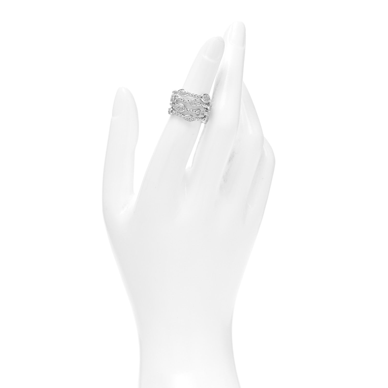 David Yurman Sterling Silver Diamond Confetti 4 Row Ring 49 4.75 2 of 4