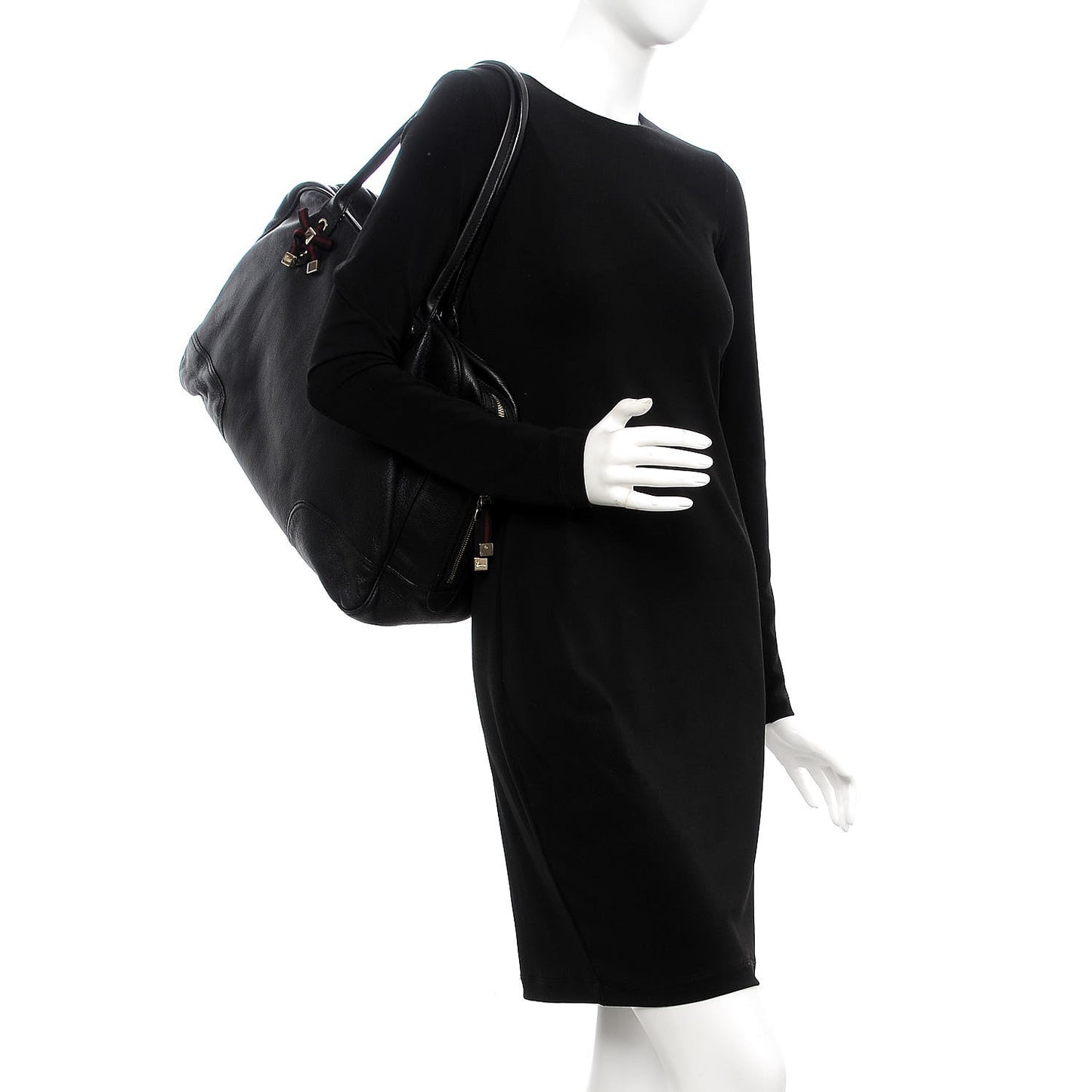 Calfskin Large Princy Boston Tote Black