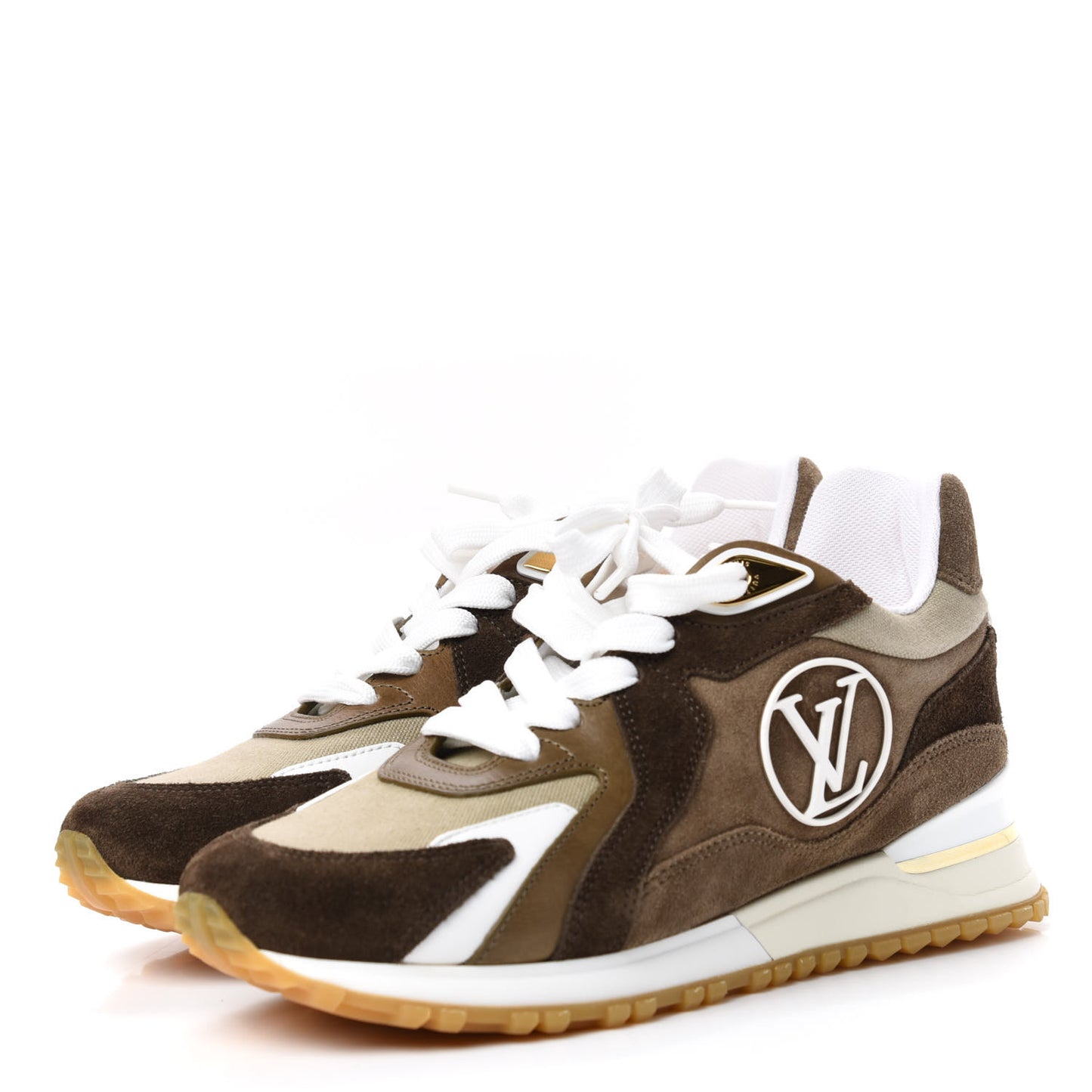 Calfskin Suede Run Away Sneakers 36 Kaki