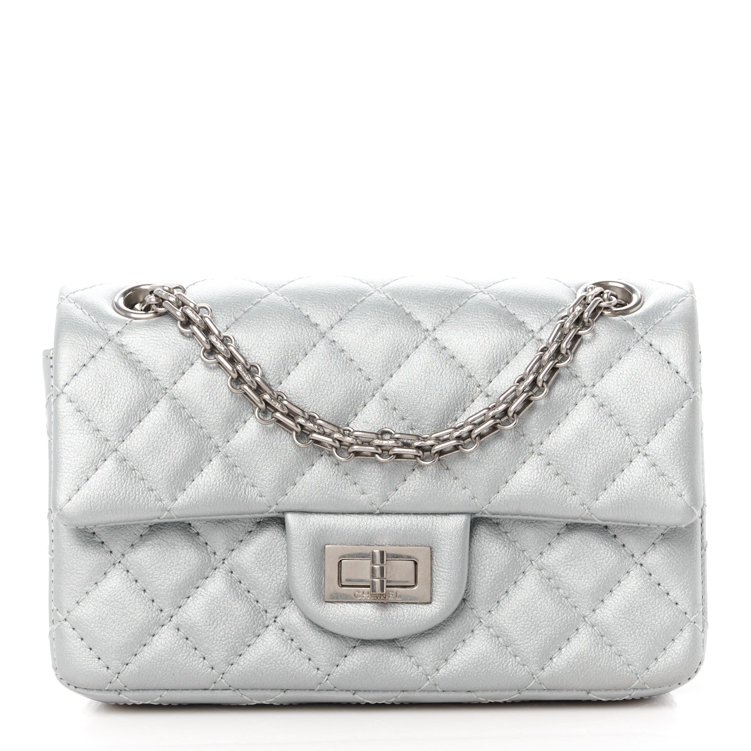 Chanel Metallic Grained Calfskin Quilted 2.55 Reissue Mini Flap Silver 1 of 10