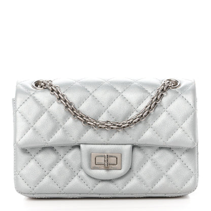 Chanel Metallic Grained Calfskin Quilted 2.55 Reissue Mini Flap Silver 1 of 10