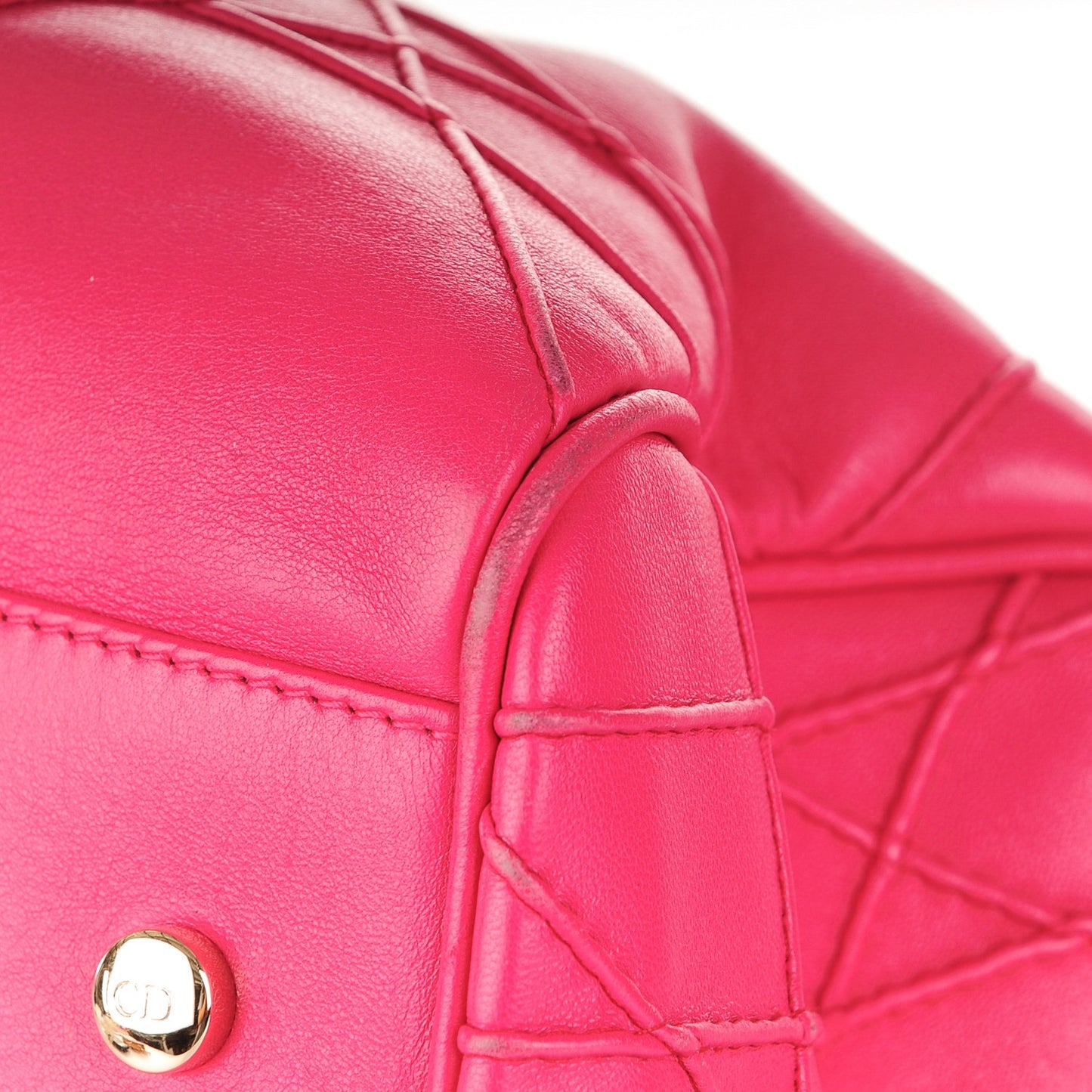 Lambskin Cannage Granville Polochon Fuchsia