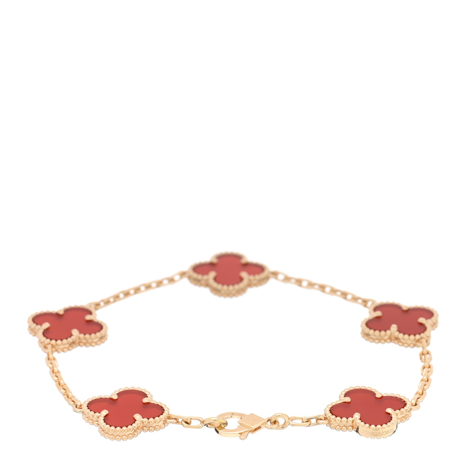Van Cleef & Arpels VAN CLEEF & ARPELS 18K Yellow Gold Carnelian 5 Motifs Vintage Alhambra Bracelet 2 of 4