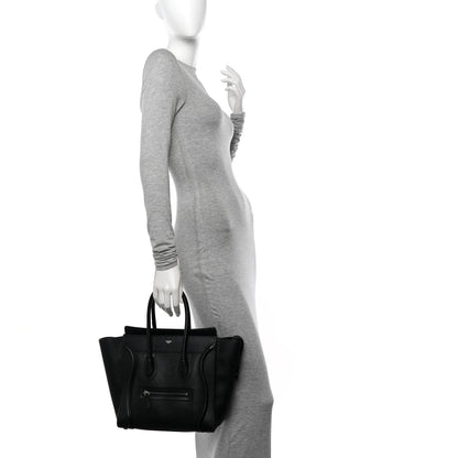 Celine Drummed Calfskin Micro Luggage Black 2 of 20