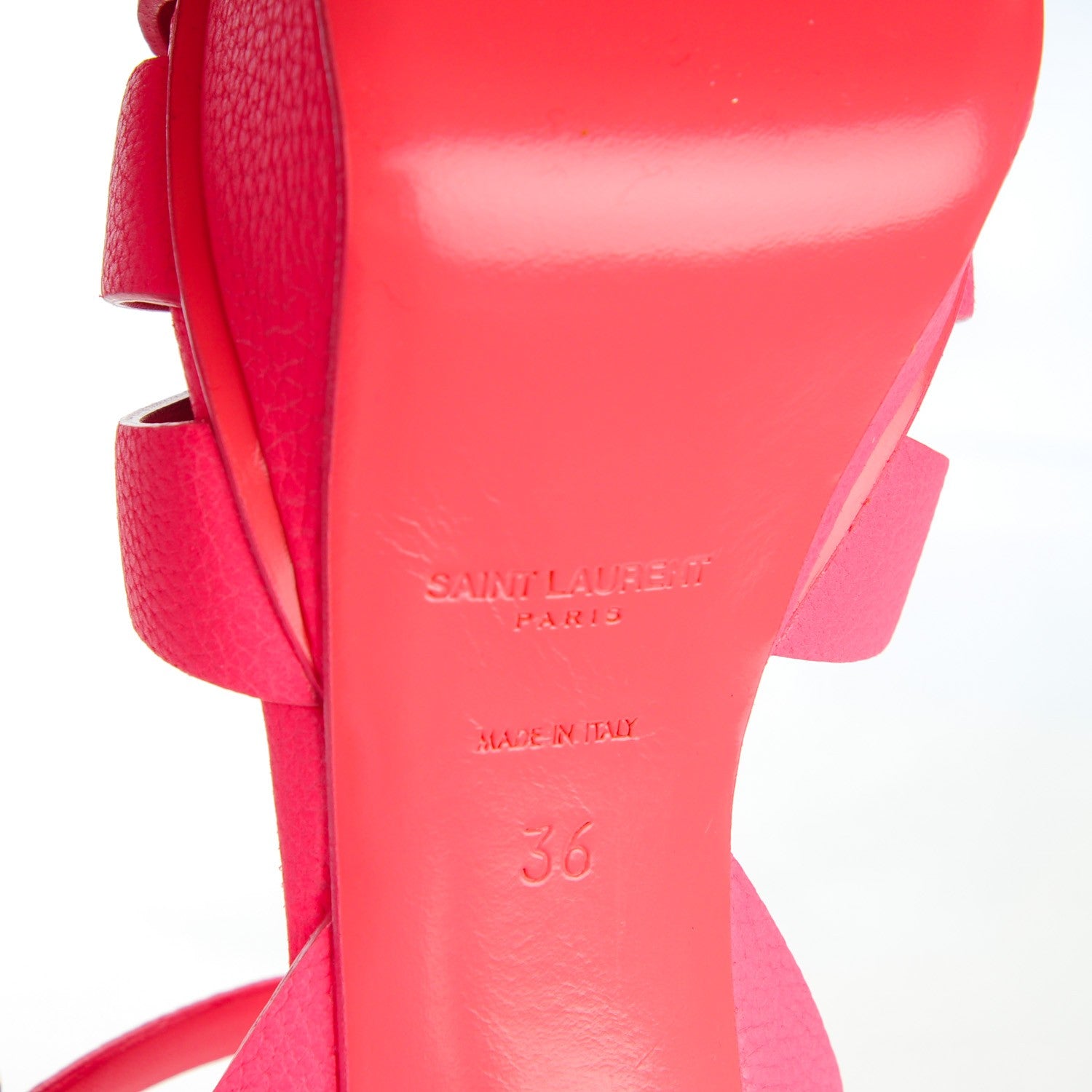 Saint Laurent Grained Calfskin Tribute 75 Platform Sandals 36 Rose Clair 7 of 8