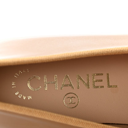 Chanel Patent Calfskin CC Cap Toe Ballerina Flats 36 Gold 8 of 11