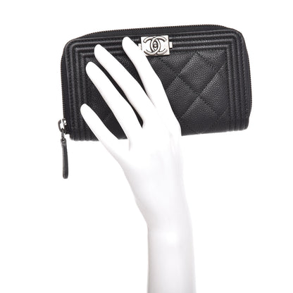 Chanel Caviar Quilted Small Boy Zip Around Wallet Black 2 of 9