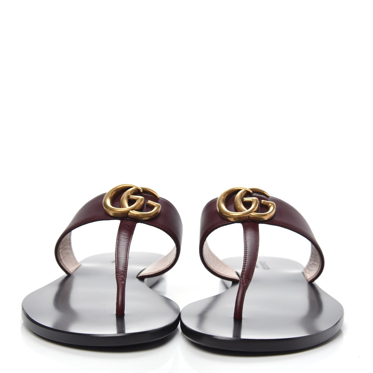 Calfskin GG Marmont Thong Sandals 37.5 Vintage Bordeaux