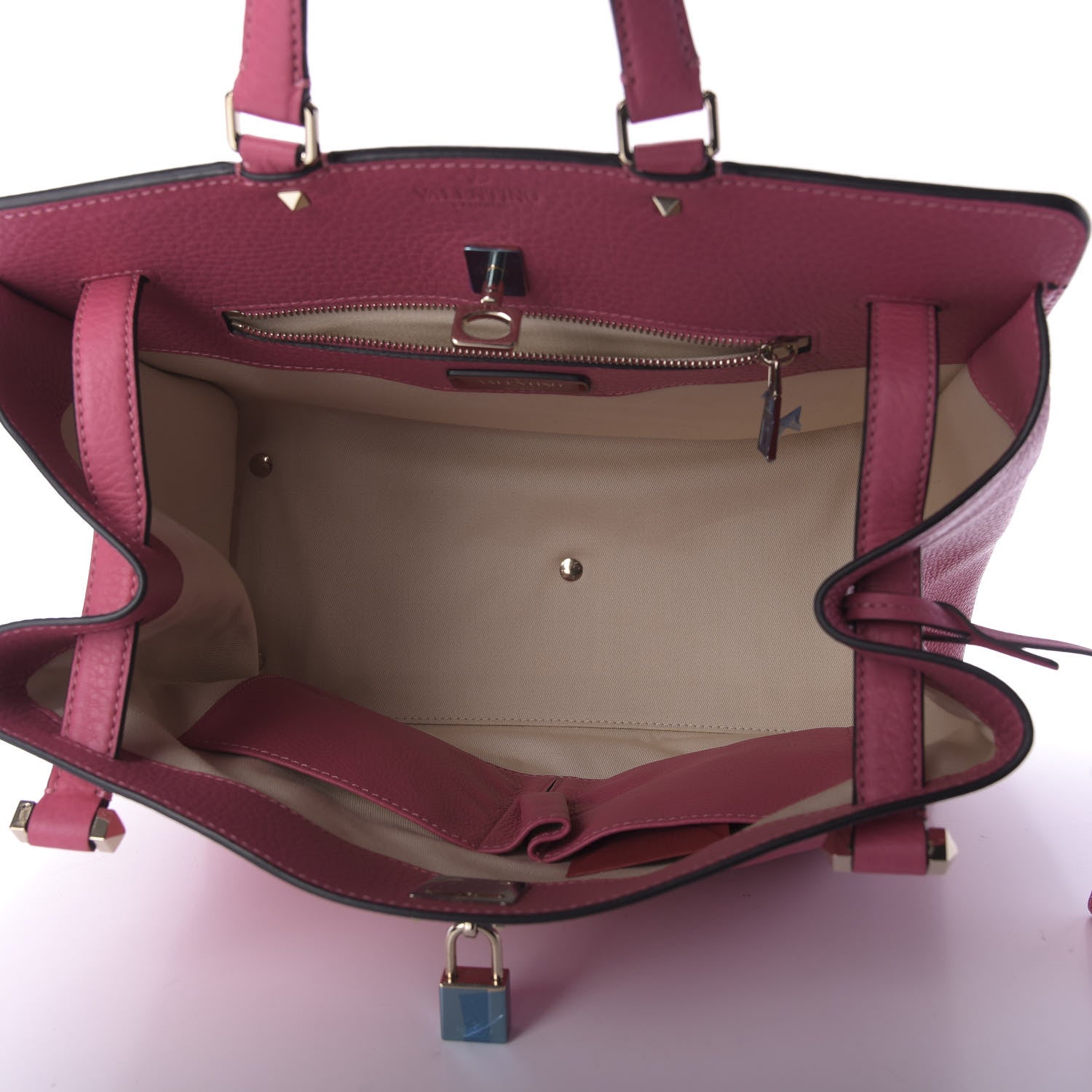 Valentino Garavani Pebbled Calfskin Large JoyLock Satchel Shadow Pink 6 of 9
