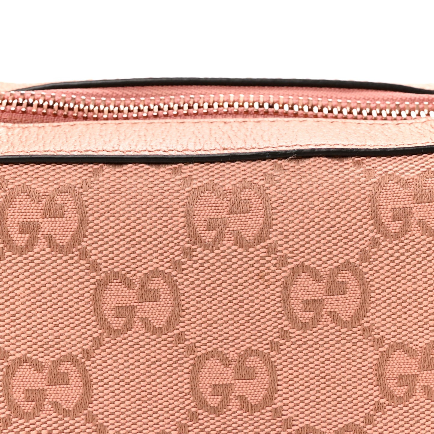 GG Supreme Monogram Textured Calfskin Web Mini Ophidia Half Moon Hobo Rose Pink