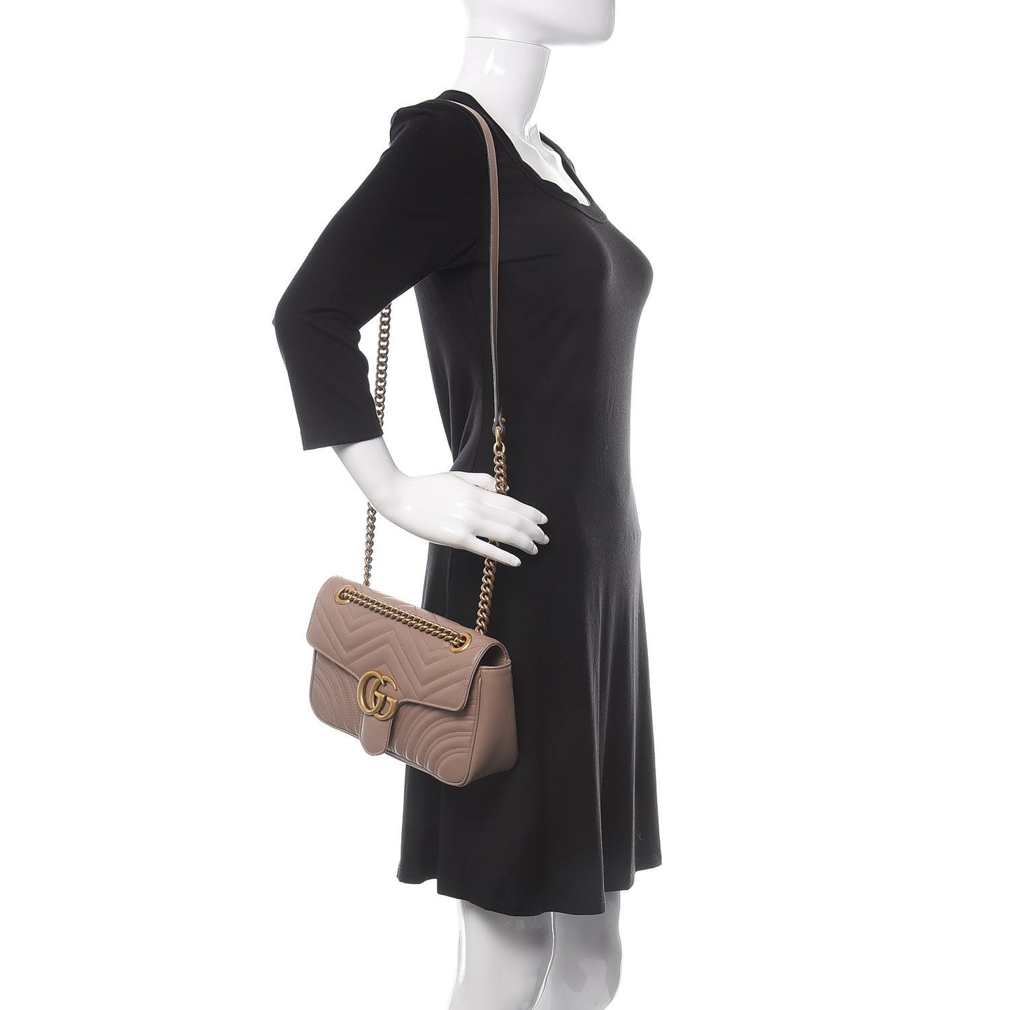Calfskin Matelasse Small GG Marmont Shoulder Bag Porcelain Rose