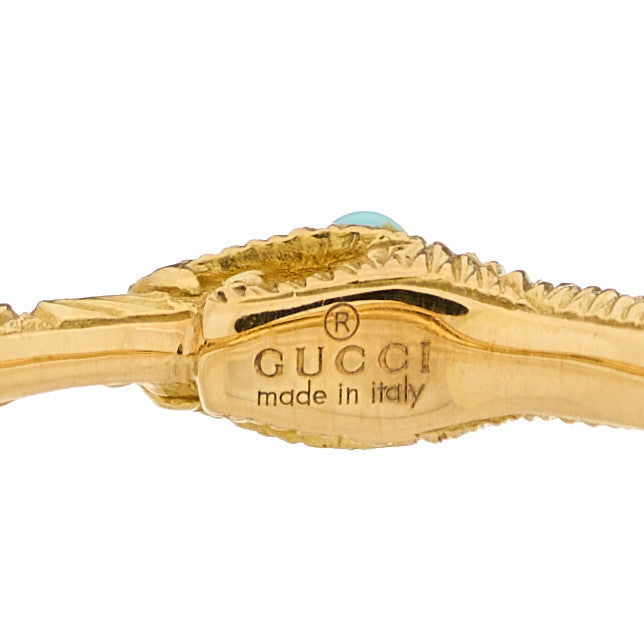 18K Yellow Gold Turquoise Ouroboros Snake Ring 50 5.5