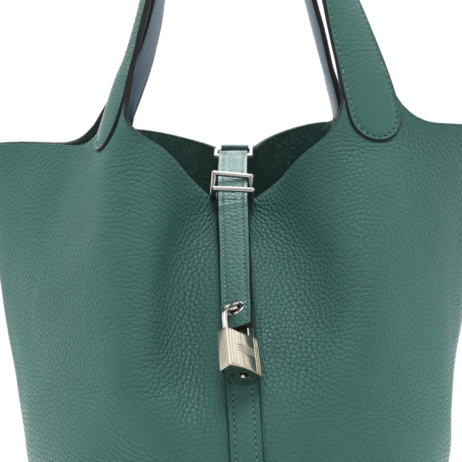 Hermes Taurillon Clemence Swift Eclat Picotin Lock 22 MM Vert Verone Bleu De Prusse 8 of 10