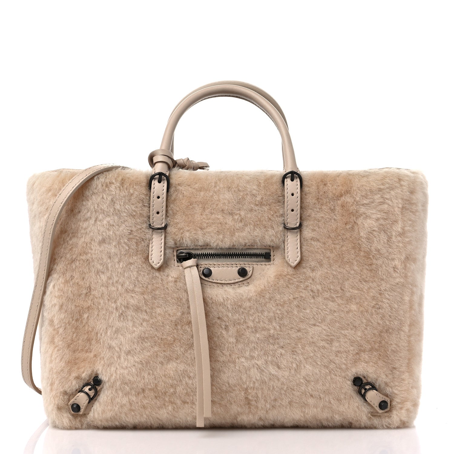 Balenciaga Merino Wool Papier A6 Zip Around Tote Beige Tapioca 3 of 9
