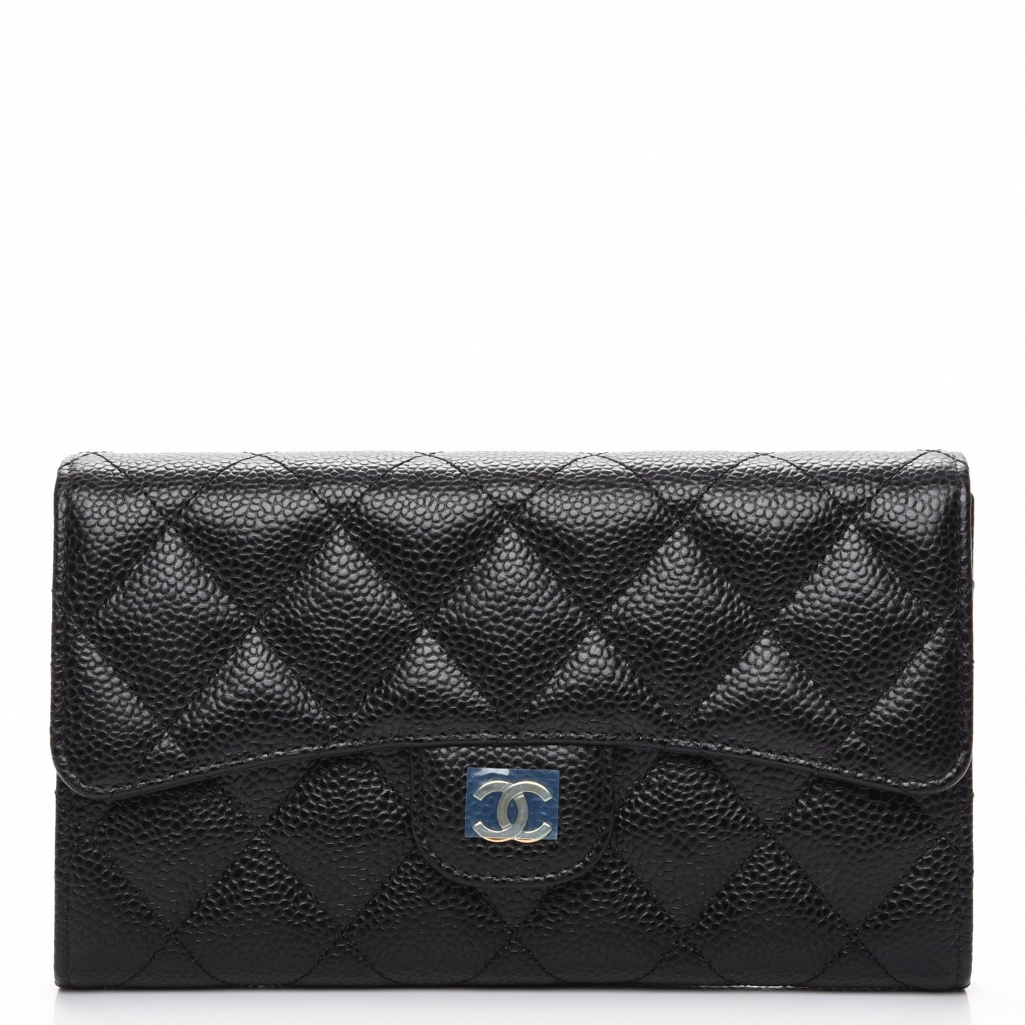 Caviar Quilted Large Flap Wallet Black
