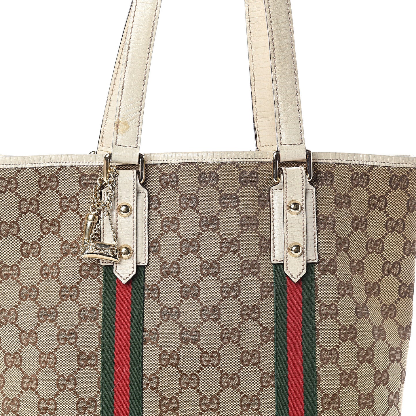 GG Monogram Web Jolicoeur Vertical Shopping Tote Off White