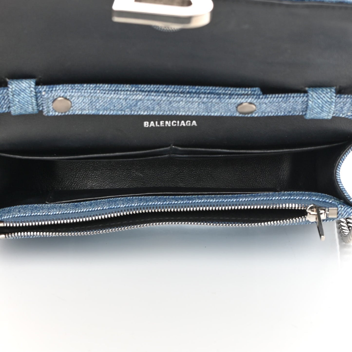 Nappa Denim Printed Hourglass Chain Bag Denim Blue