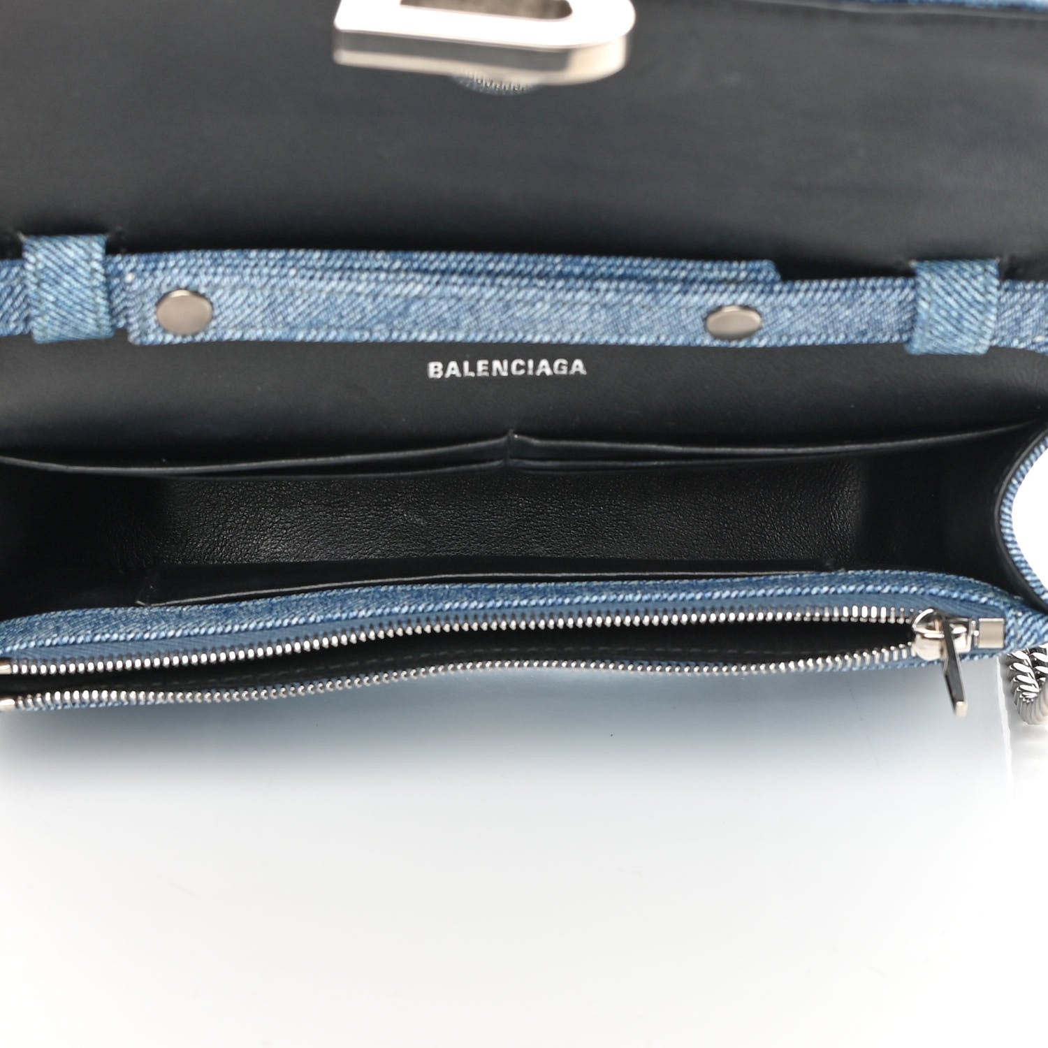 Balenciaga Nappa Denim Printed Hourglass Chain Bag Denim Blue 5 of 13