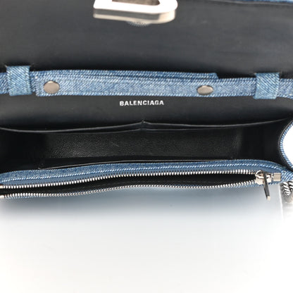 Balenciaga Nappa Denim Printed Hourglass Chain Bag Denim Blue 5 of 13