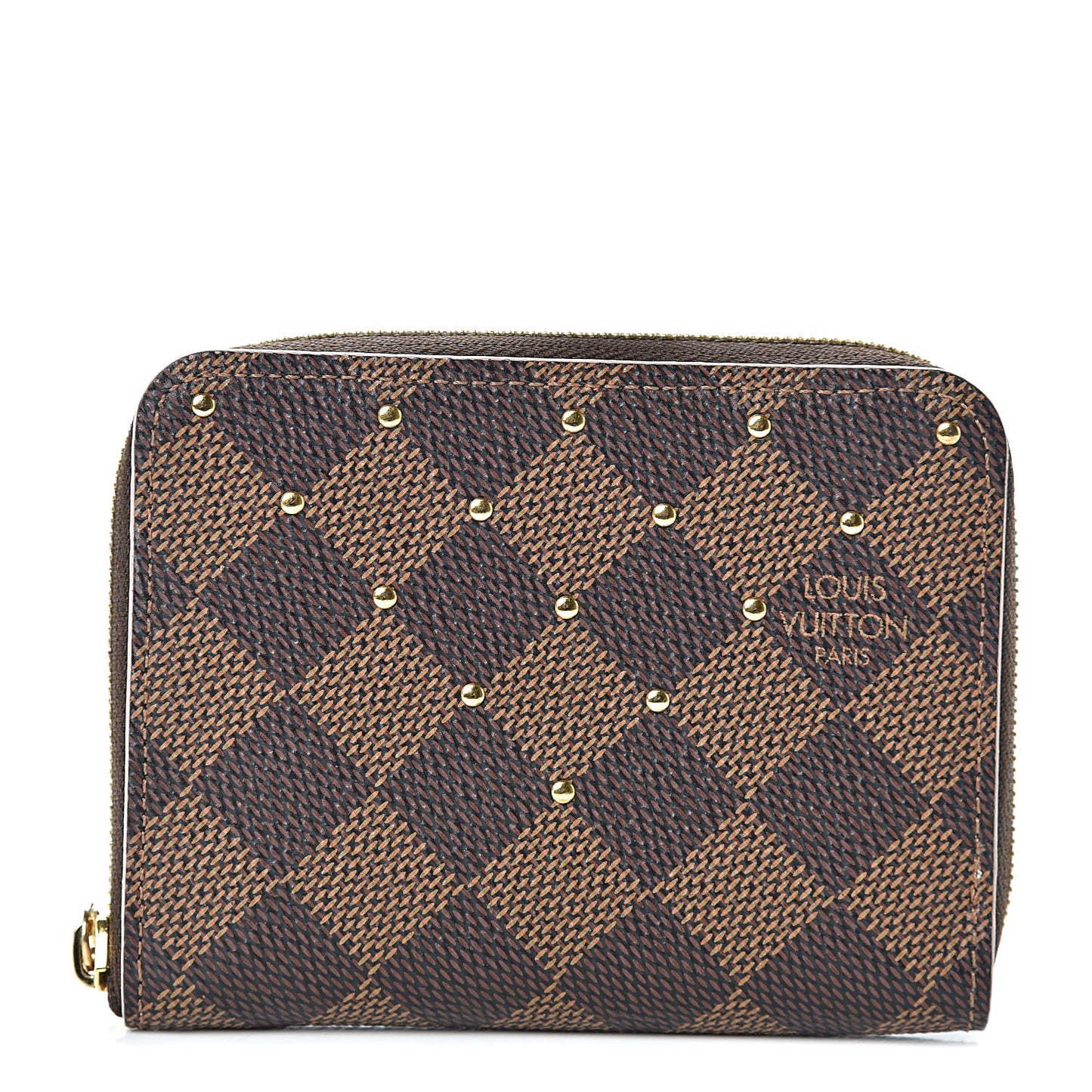 Damier Ebene Studded Coin Purse Rose Ballerine