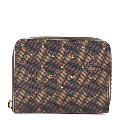 Louis Vuitton Damier Ebene Studded Coin Purse Rose Ballerine 1 of 7