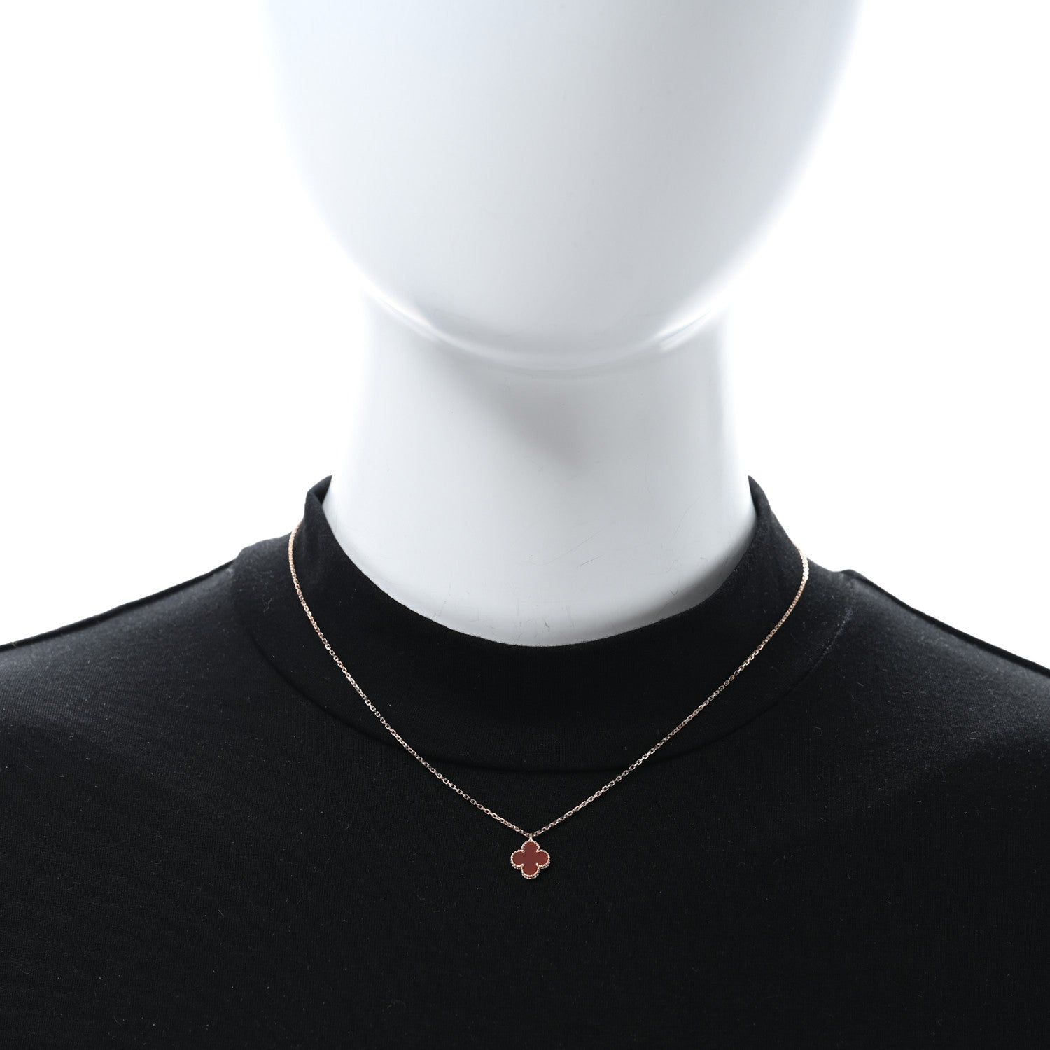 Van Cleef & Arpels VAN CLEEF & ARPELS 18K Rose Gold Carnelian Sweet Alhambra Pendant Necklace 3 of 5